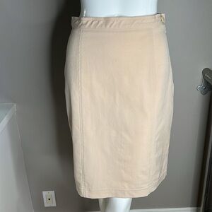 Genny Sz 8 Wool Cream Side Zip Wool Elastine Skirt